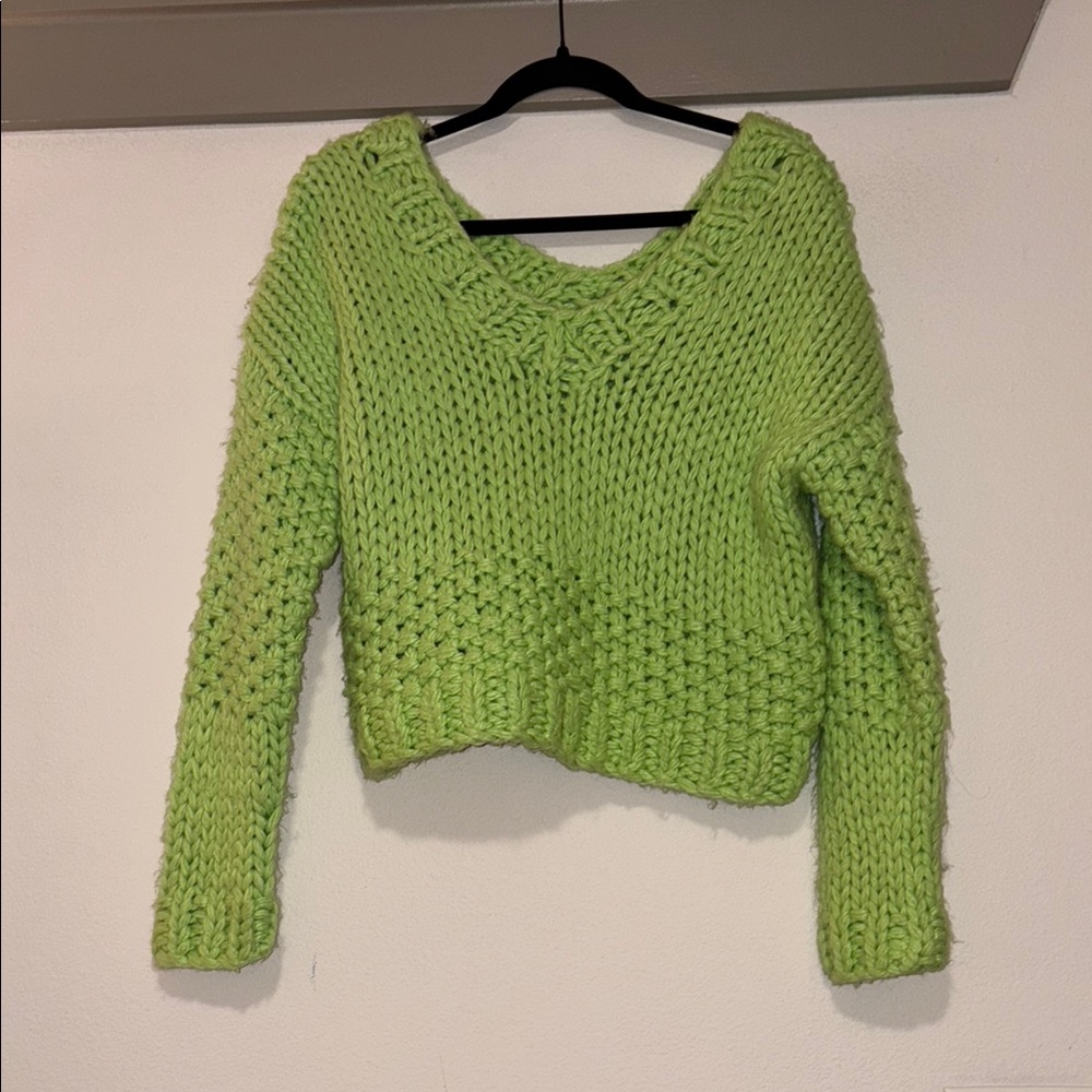 Lovers and Friends Doxie Sweater in Lime Green SZ S VGUC - Picture 4 of 9